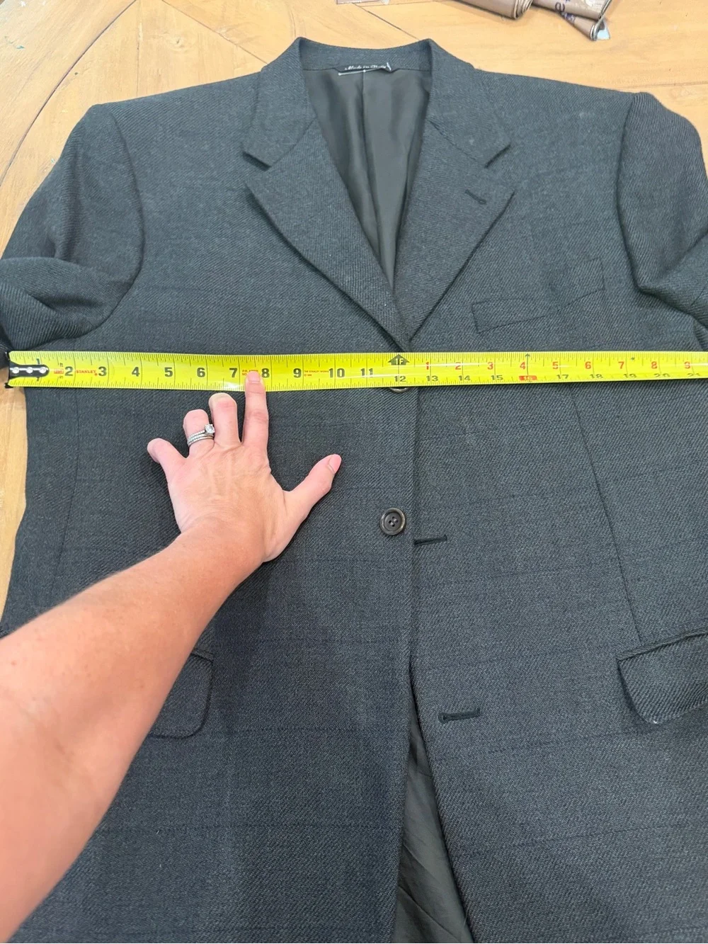 Canali Classic Men's Wool Blazer in Charcoal Herringbone 42R